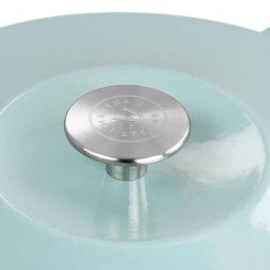 Martha Stewart 5qt. Light Cyan Enameled Round Cast Iron Dutch Oven with Lid